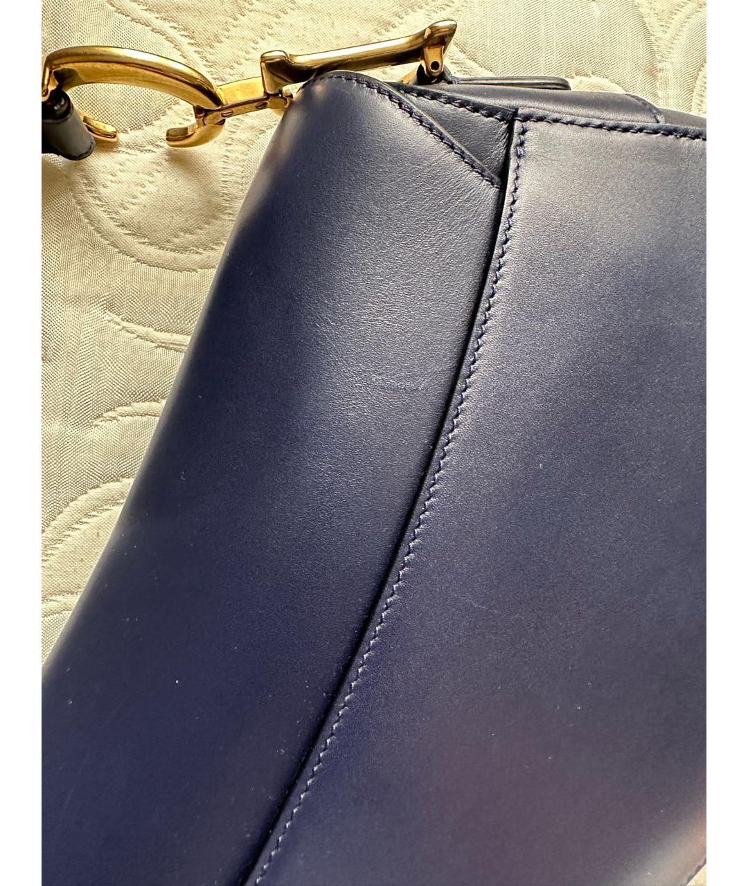 CHRISTIAN DIOR Темно-синяя кожаная сумка с короткими ручками, фото 6