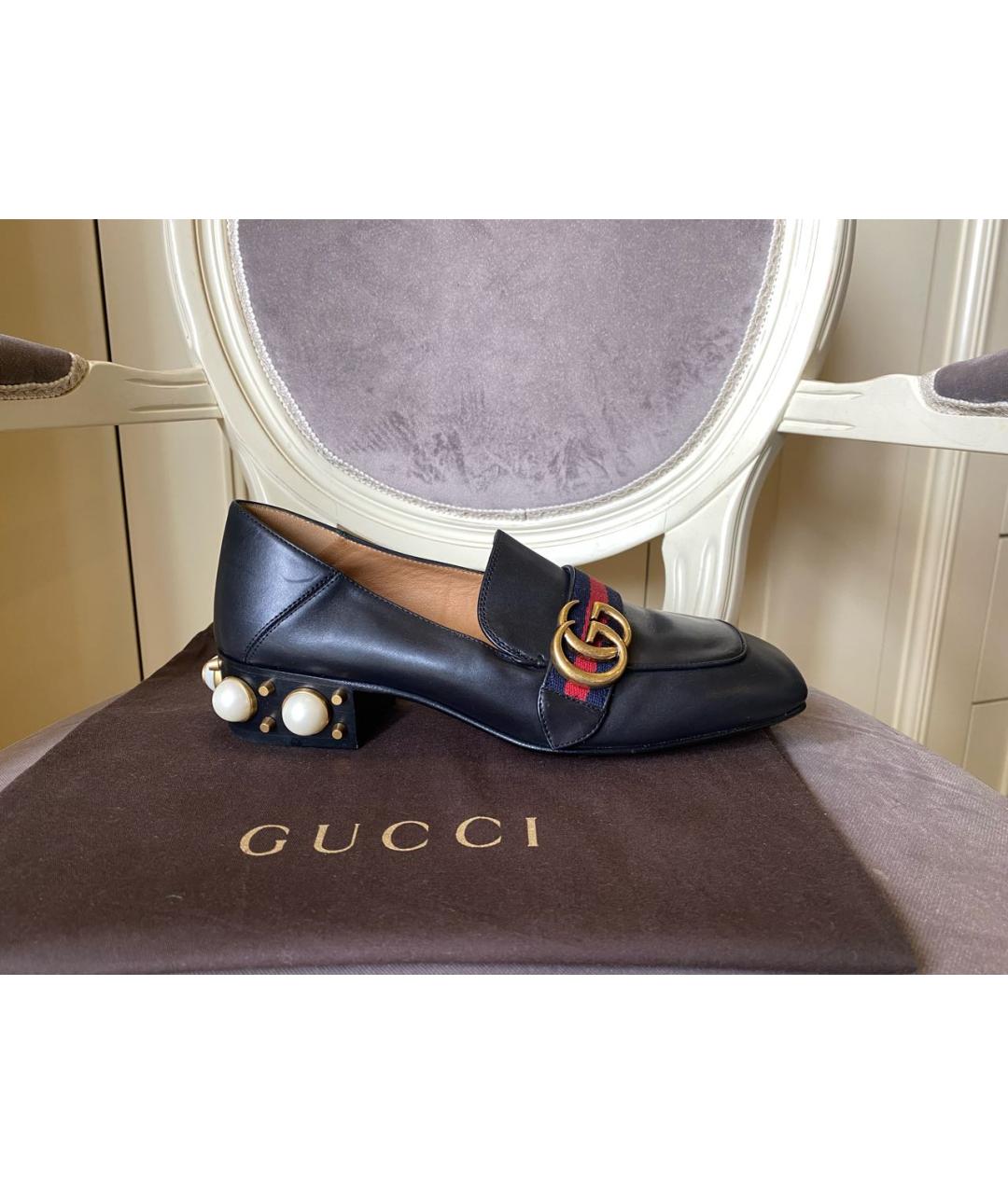 GUCCI Черные кожаные лоферы, фото 6