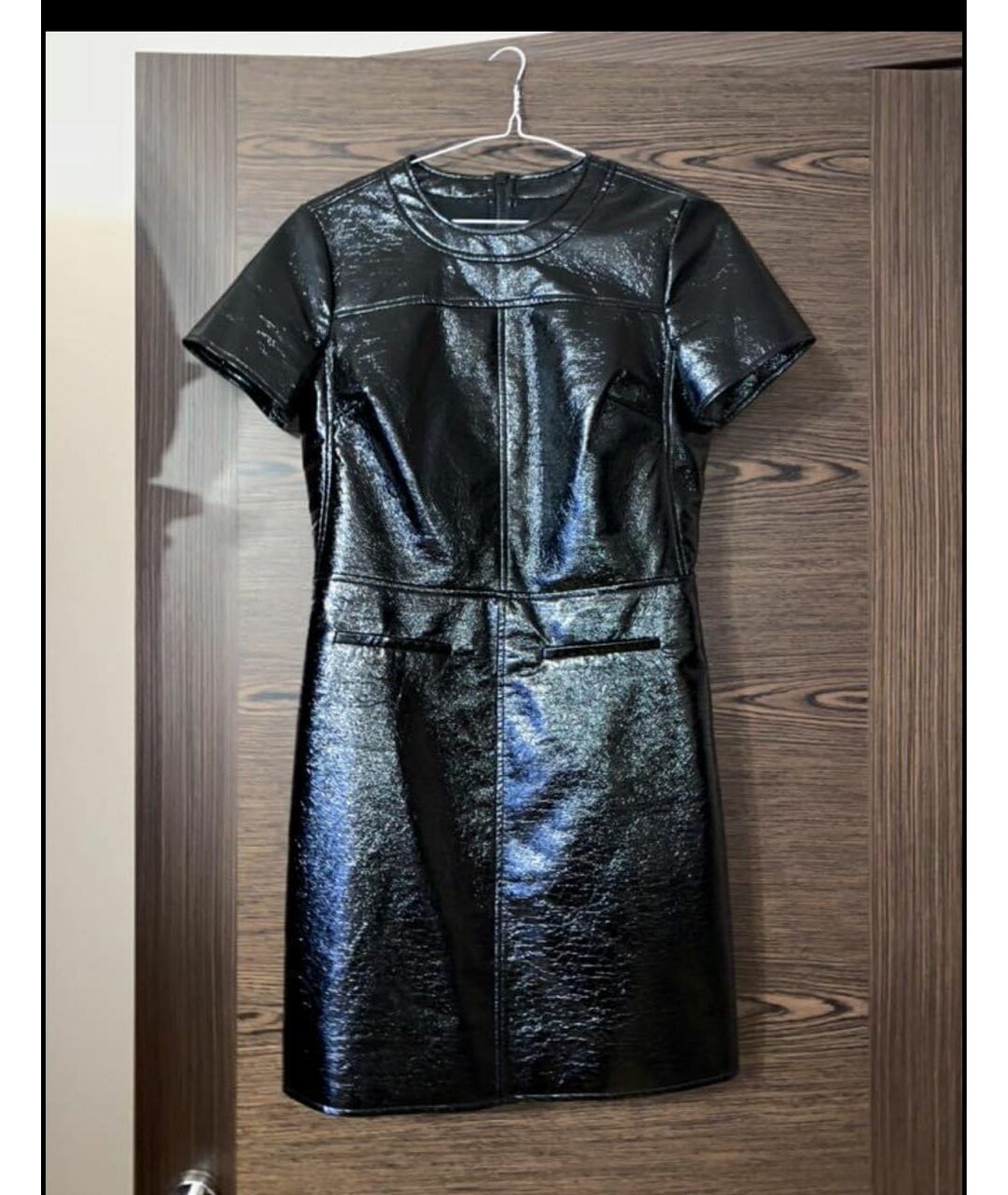 MICHAEL MICHAEL KORS Черное кожаное повседневное платье, фото 3