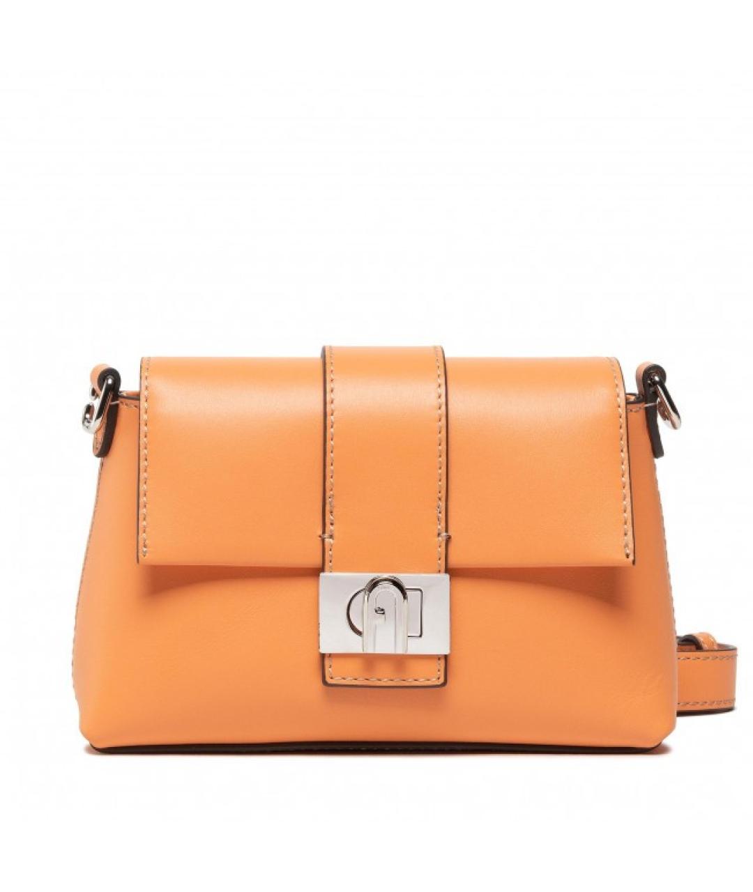 FURLA Оранжевая кожаная сумка через плечо, фото 4