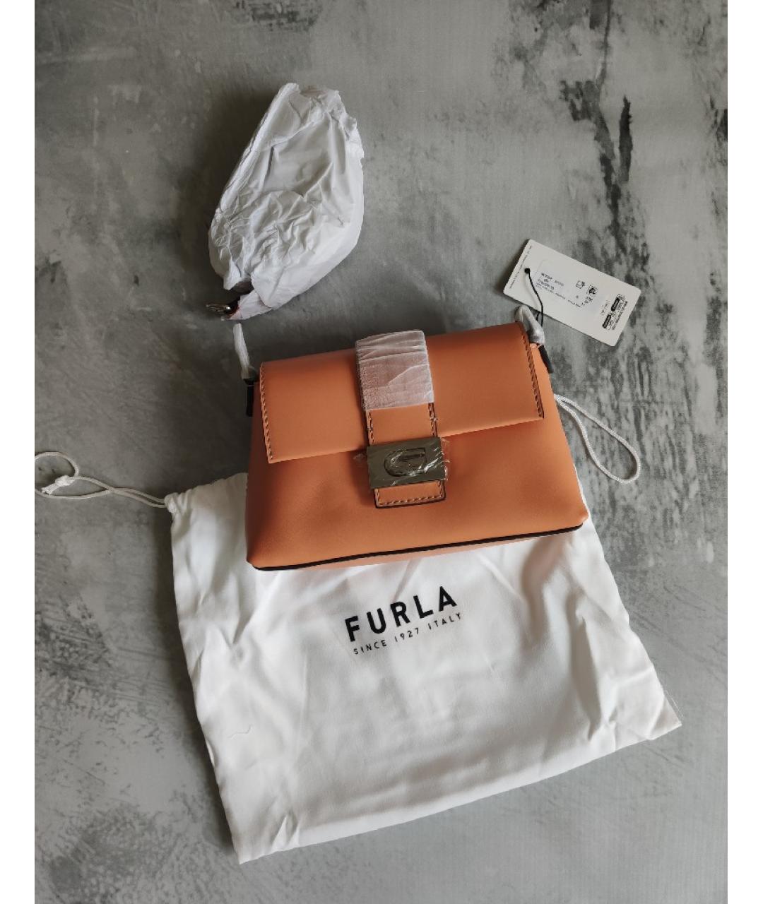 FURLA Оранжевая кожаная сумка через плечо, фото 7