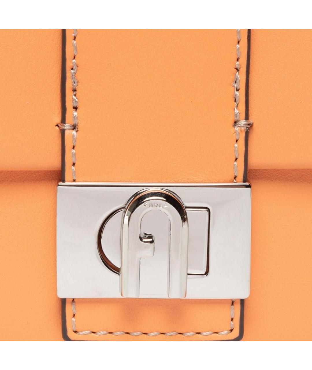 FURLA Оранжевая кожаная сумка через плечо, фото 5