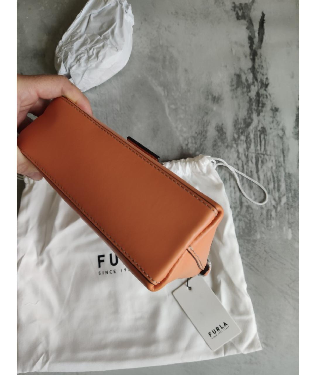 FURLA Оранжевая кожаная сумка через плечо, фото 9