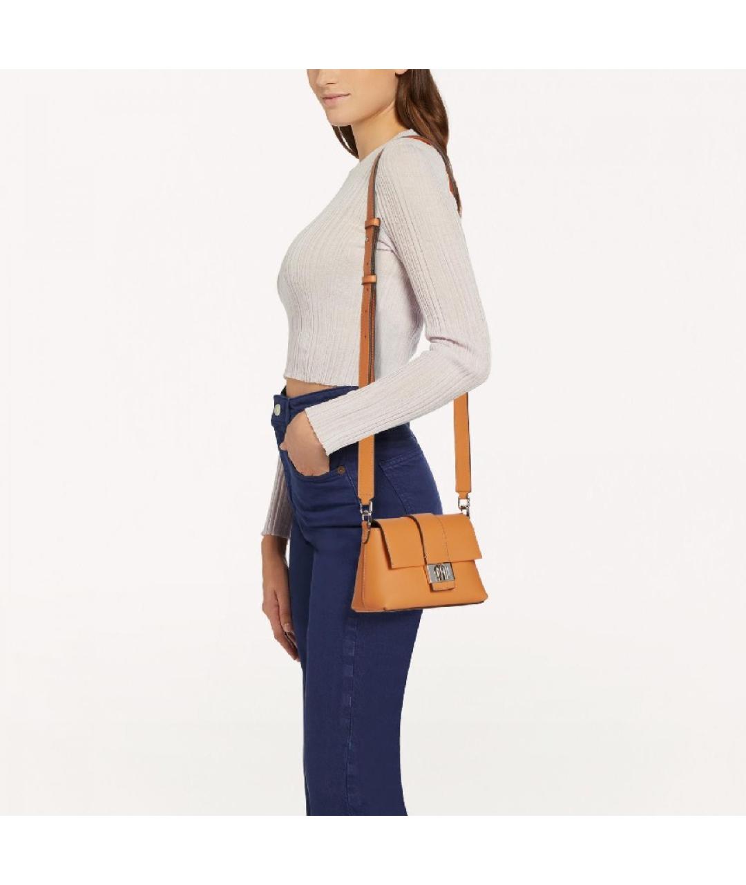FURLA Оранжевая кожаная сумка через плечо, фото 3