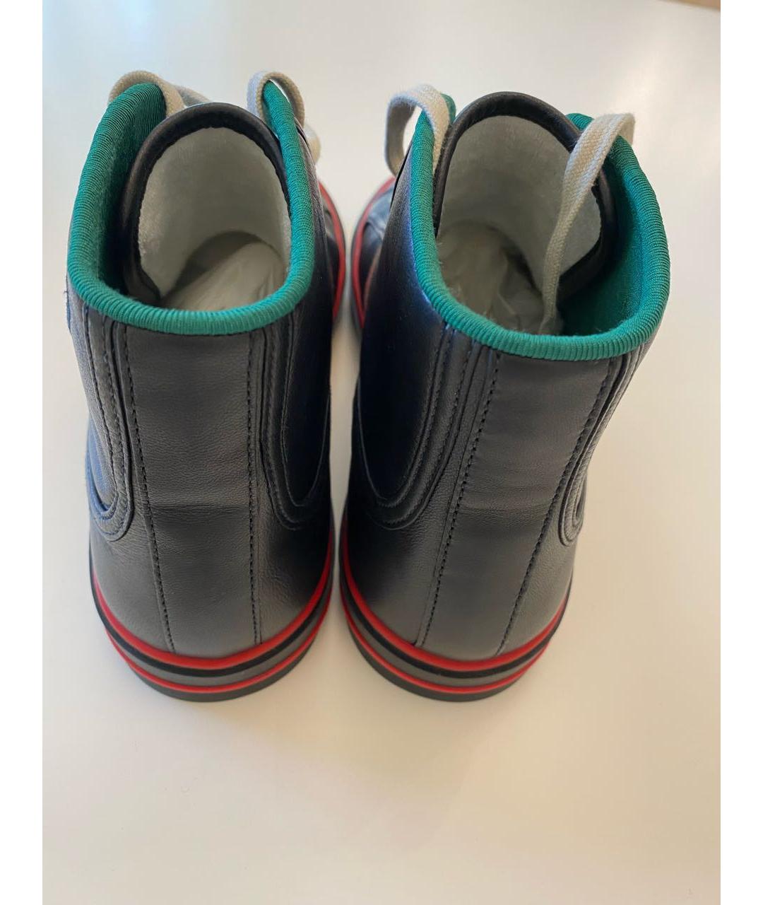 GUCCI Черные кожаные высокие кроссовки / кеды, фото 4