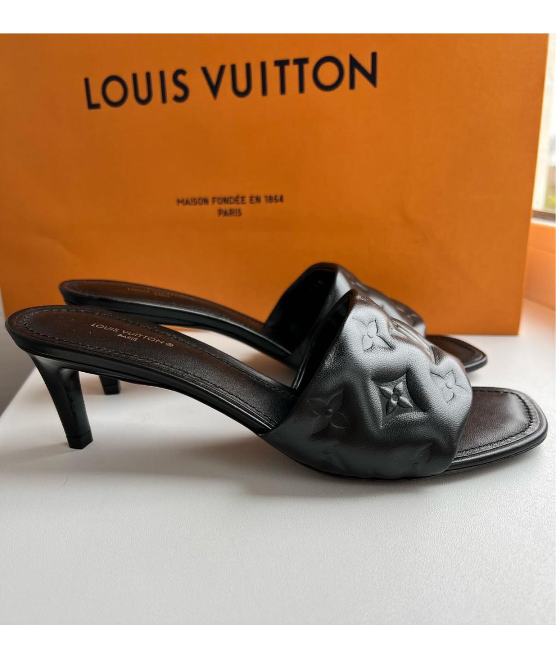 LOUIS VUITTON PRE-OWNED Черные кожаные мюли, фото 6