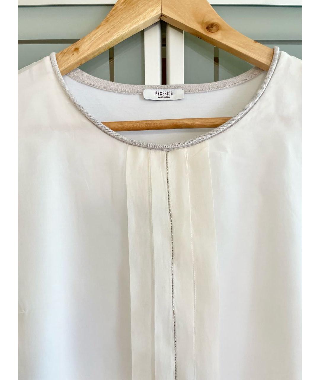 PESERICO Белая шелковая блузы, фото 2