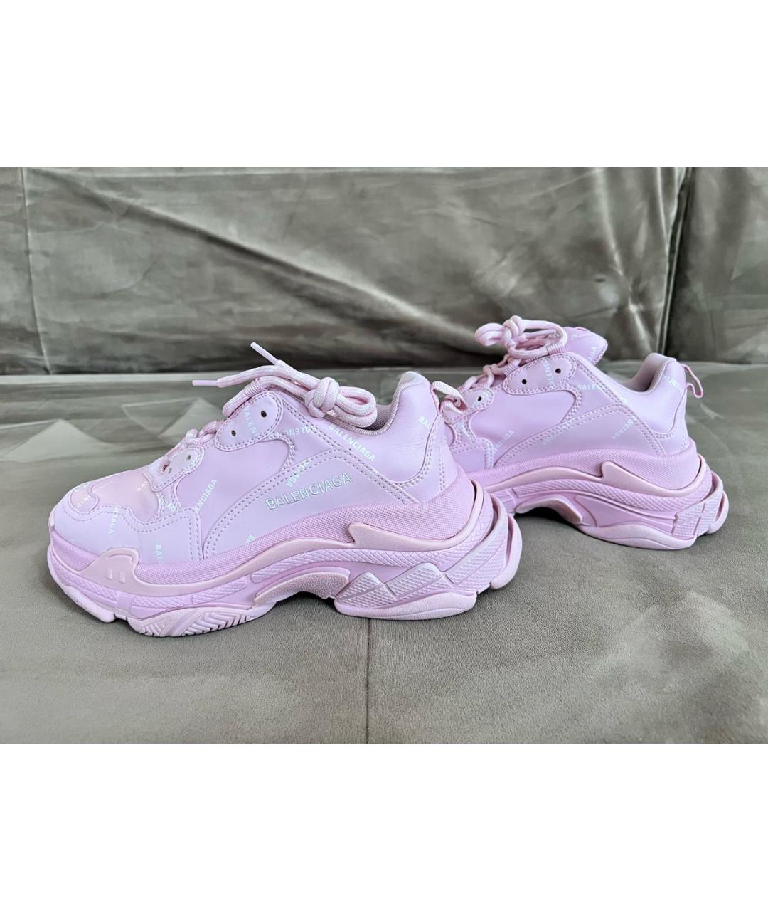 BALENCIAGA Розовые кожаные кроссовки, фото 4