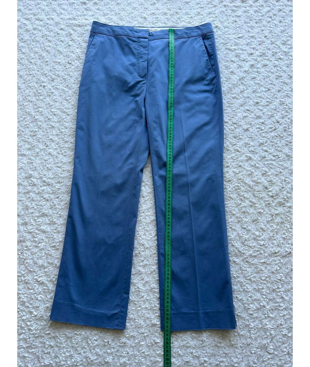 SPORTMAX Голубые хлопко-эластановые брюки широкие, фото 3