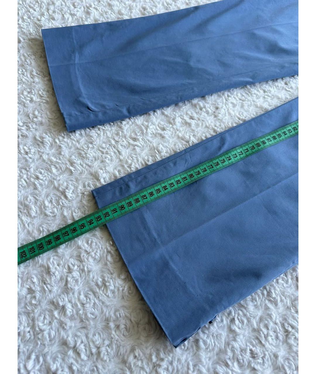SPORTMAX Голубые хлопко-эластановые брюки широкие, фото 7