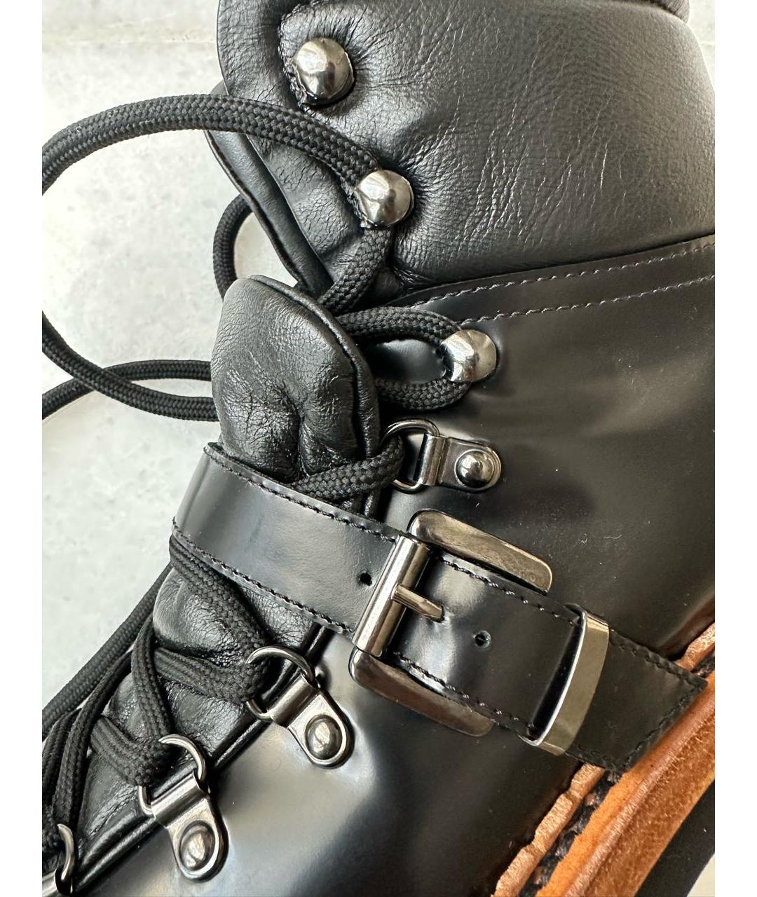 MONCLER GRENOBLE Черные кожаные ботинки, фото 6