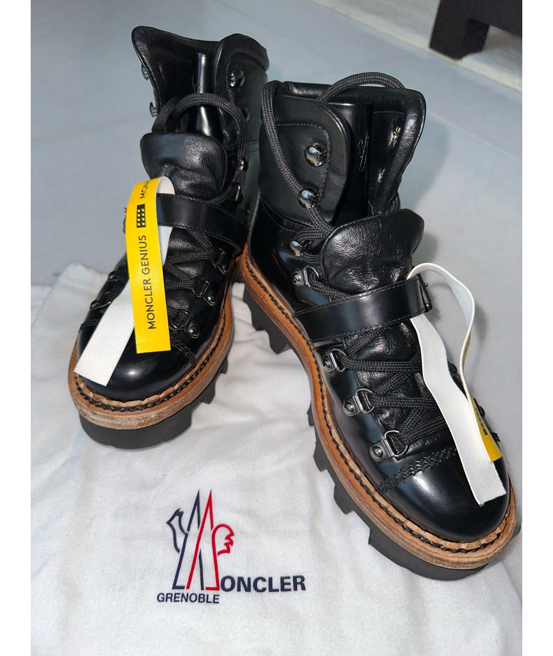 MONCLER GRENOBLE Черные кожаные ботинки, фото 4