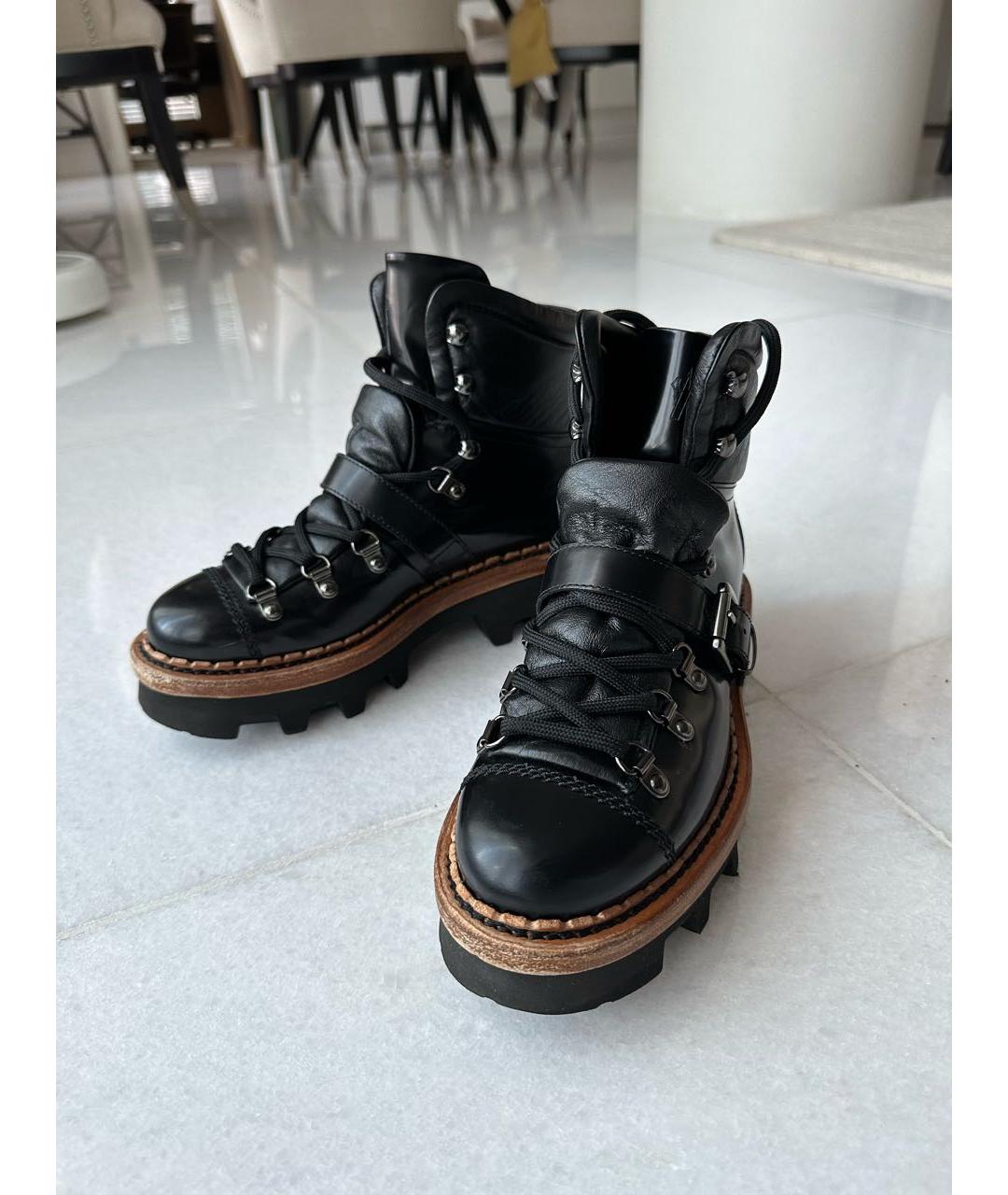MONCLER GRENOBLE Черные кожаные ботинки, фото 2