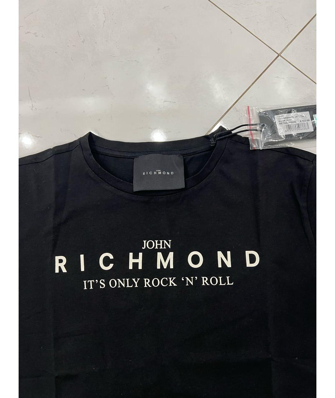JOHN RICHMOND Черная хлопковая футболка, фото 2