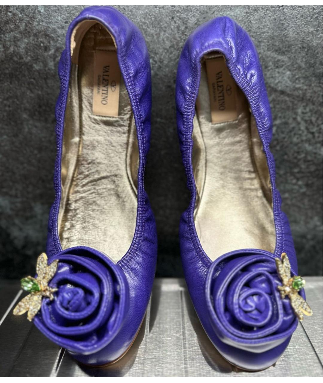 VALENTINO Фиолетовые кожаные балетки, фото 2