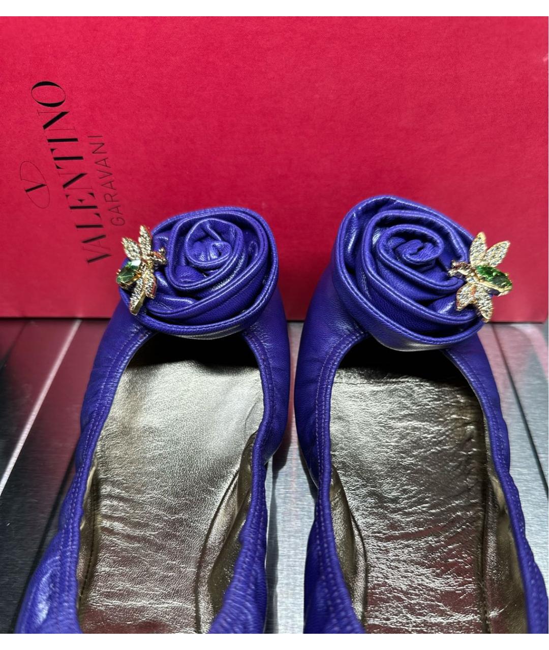 VALENTINO Фиолетовые кожаные балетки, фото 3