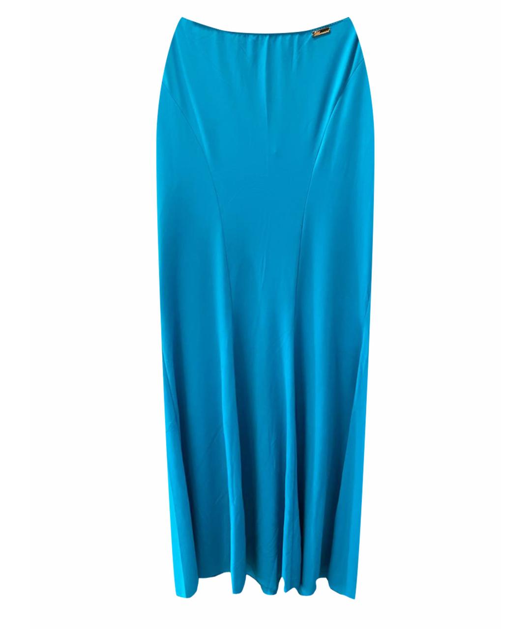 BLUMARINE Бирюзовая полиамидовая юбка макси, фото 1
