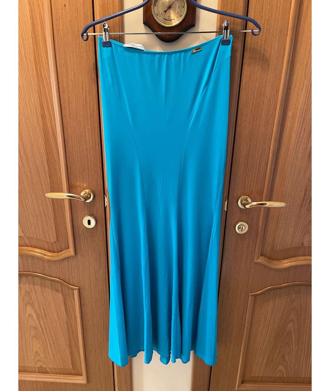 BLUMARINE Бирюзовая полиамидовая юбка макси, фото 6
