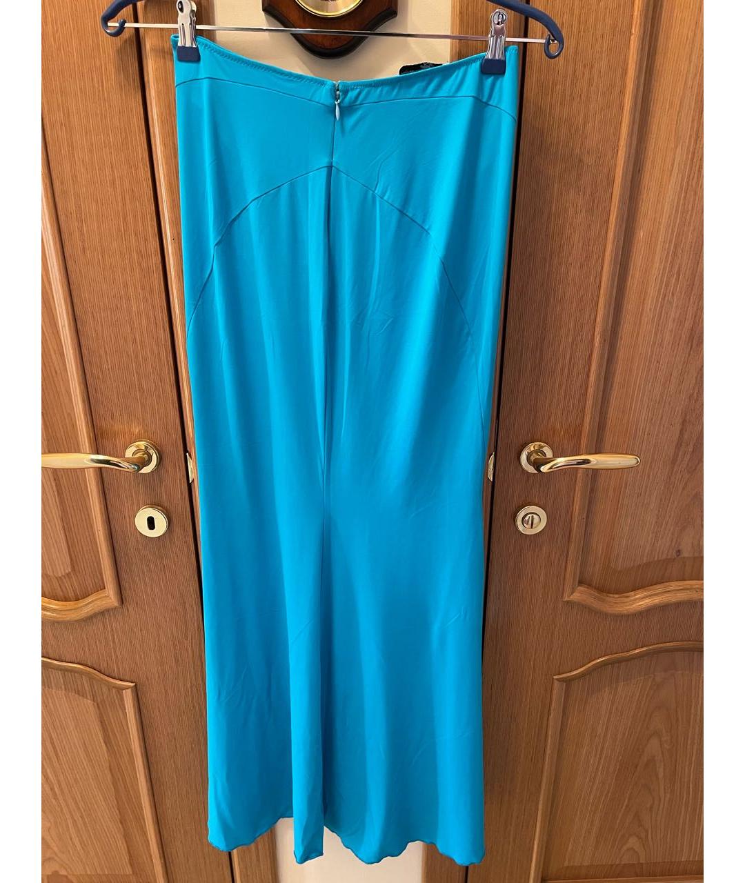 BLUMARINE Бирюзовая полиамидовая юбка макси, фото 2
