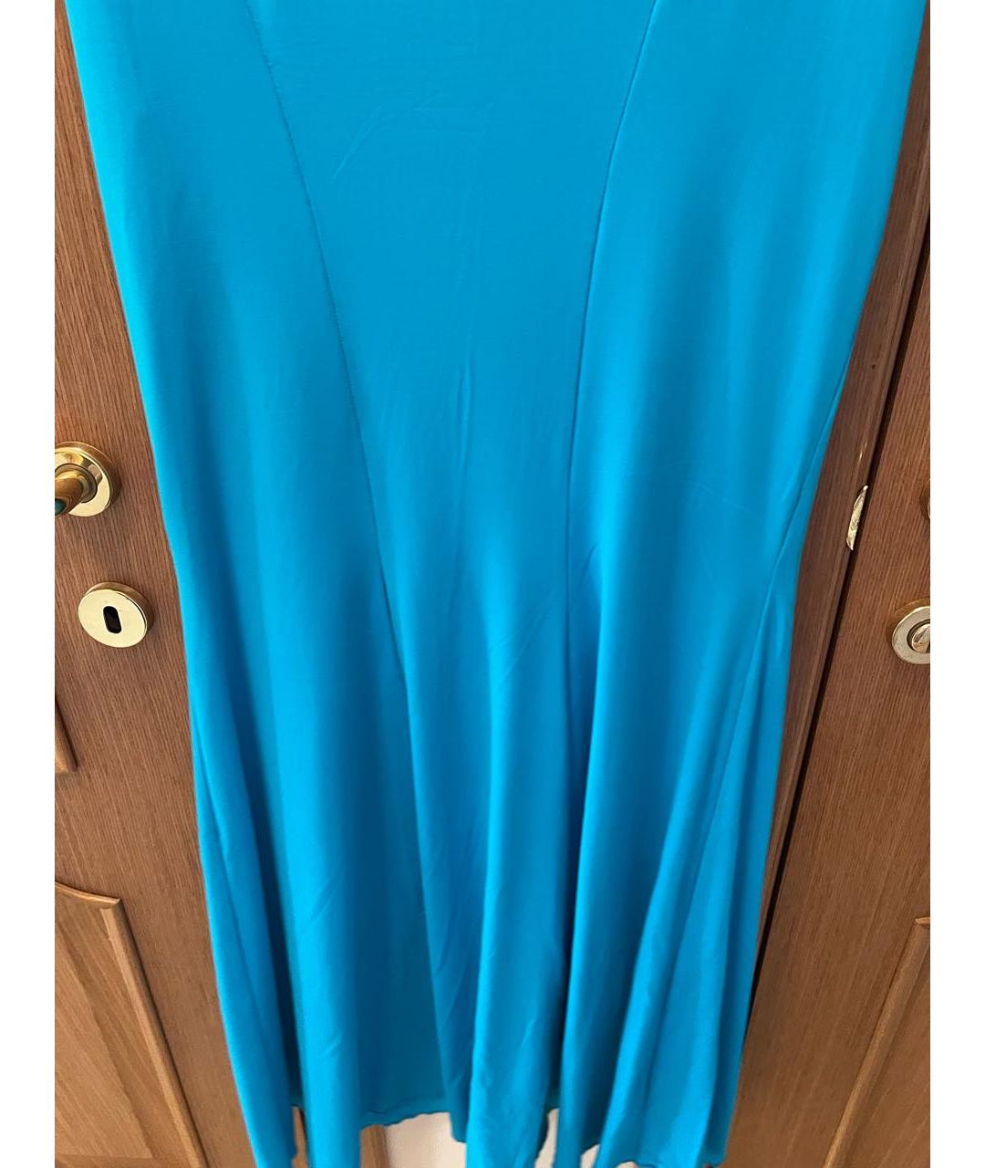 BLUMARINE Бирюзовая полиамидовая юбка макси, фото 4