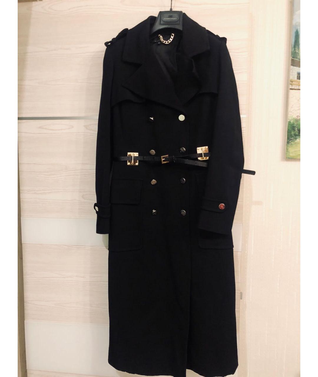 ELISABETTA FRANCHI Черное шерстяное пальто, фото 4