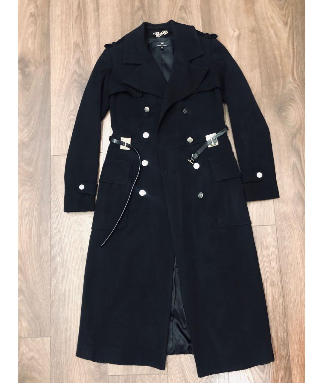 ELISABETTA FRANCHI Черное шерстяное пальто, фото 8