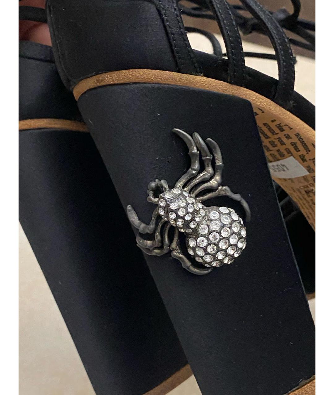 JOHN GALLIANO Черные текстильные босоножки, фото 3