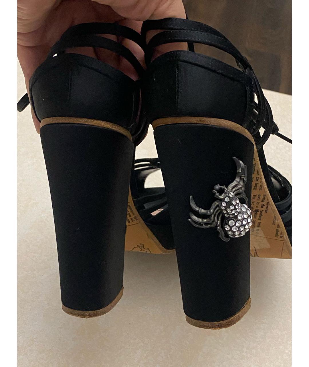 JOHN GALLIANO Черные текстильные босоножки, фото 2