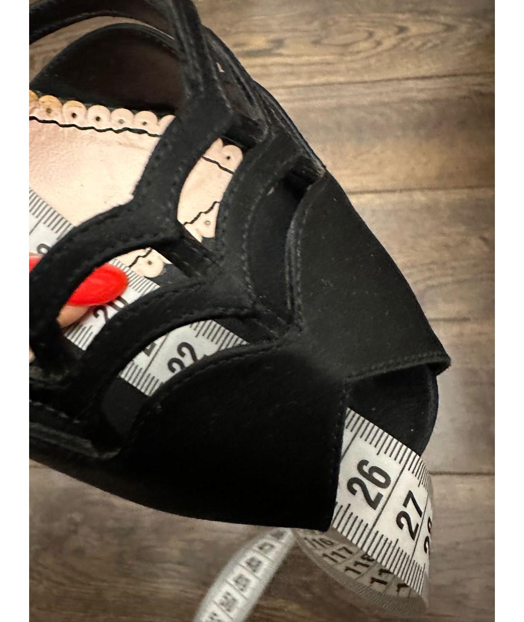 JOHN GALLIANO Черные текстильные босоножки, фото 8