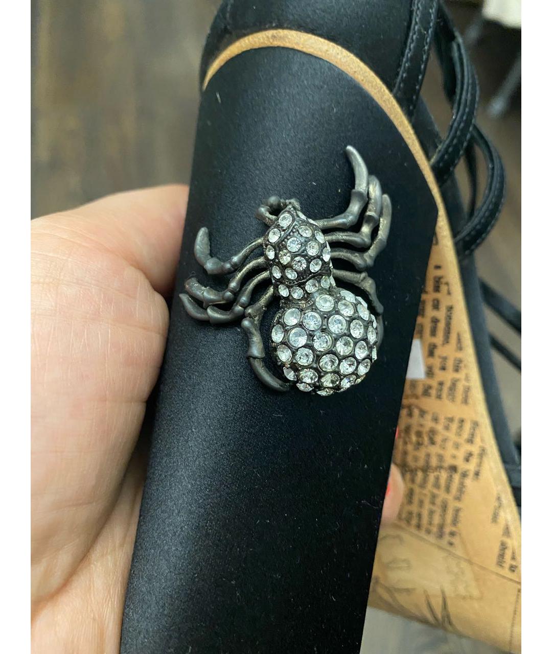 JOHN GALLIANO Черные текстильные босоножки, фото 5