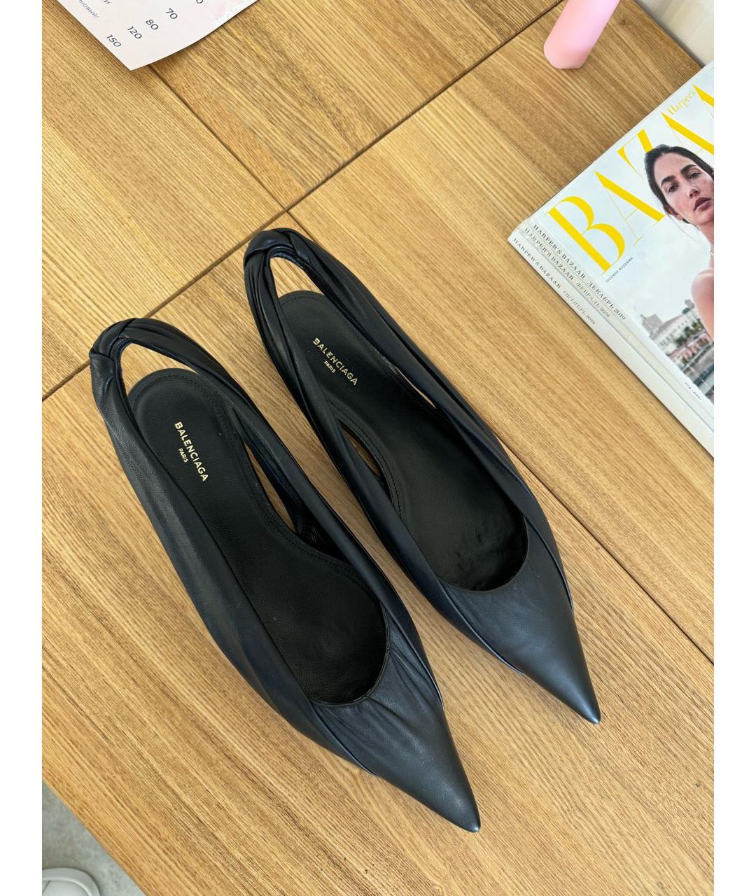 BALENCIAGA Черные кожаные туфли, фото 5