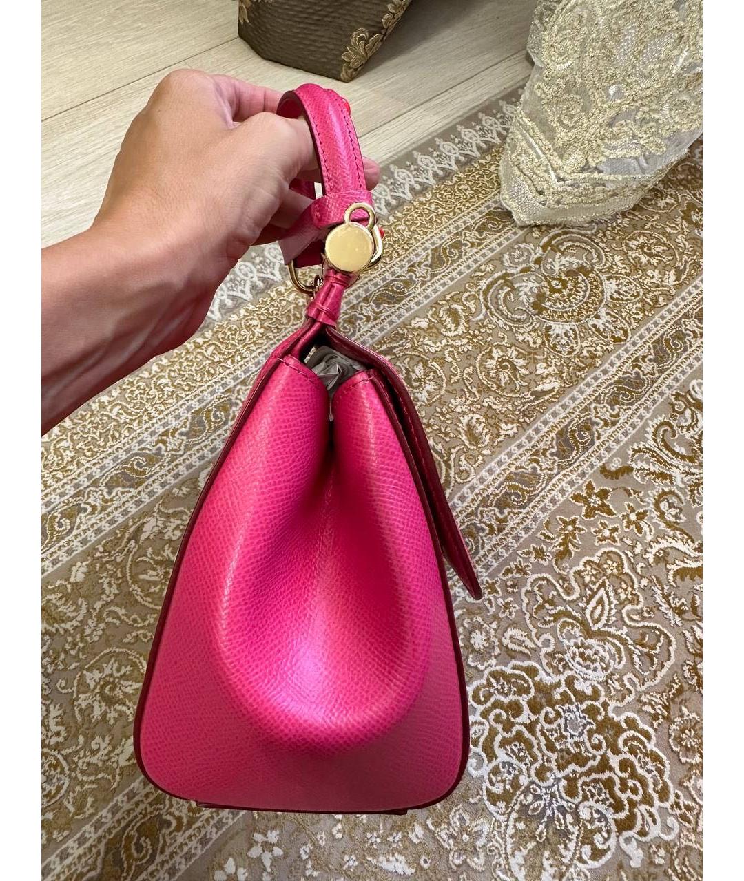 DOLCE&GABBANA Фуксия кожаная сумка с короткими ручками, фото 2