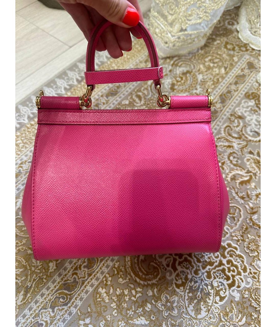 DOLCE&GABBANA Фуксия кожаная сумка с короткими ручками, фото 3