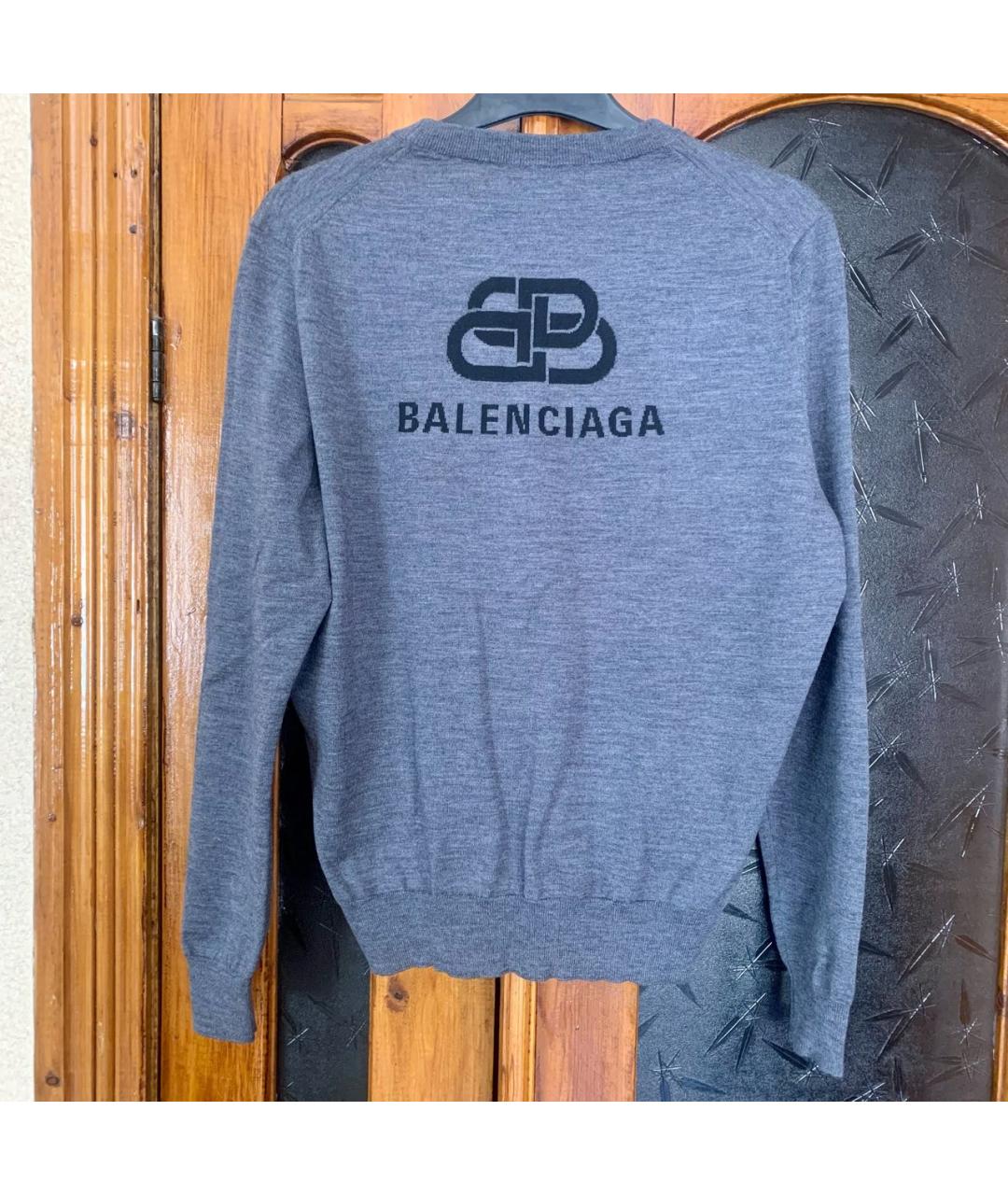 BALENCIAGA Серый шерстяной джемпер / свитер, фото 2