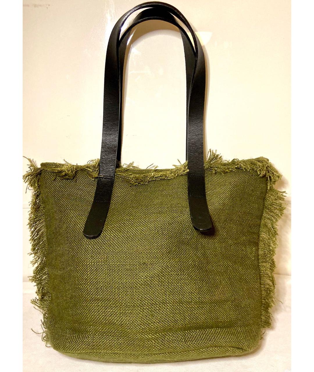 ANTIK BATIK Зеленая тканевая пляжная сумка, фото 5
