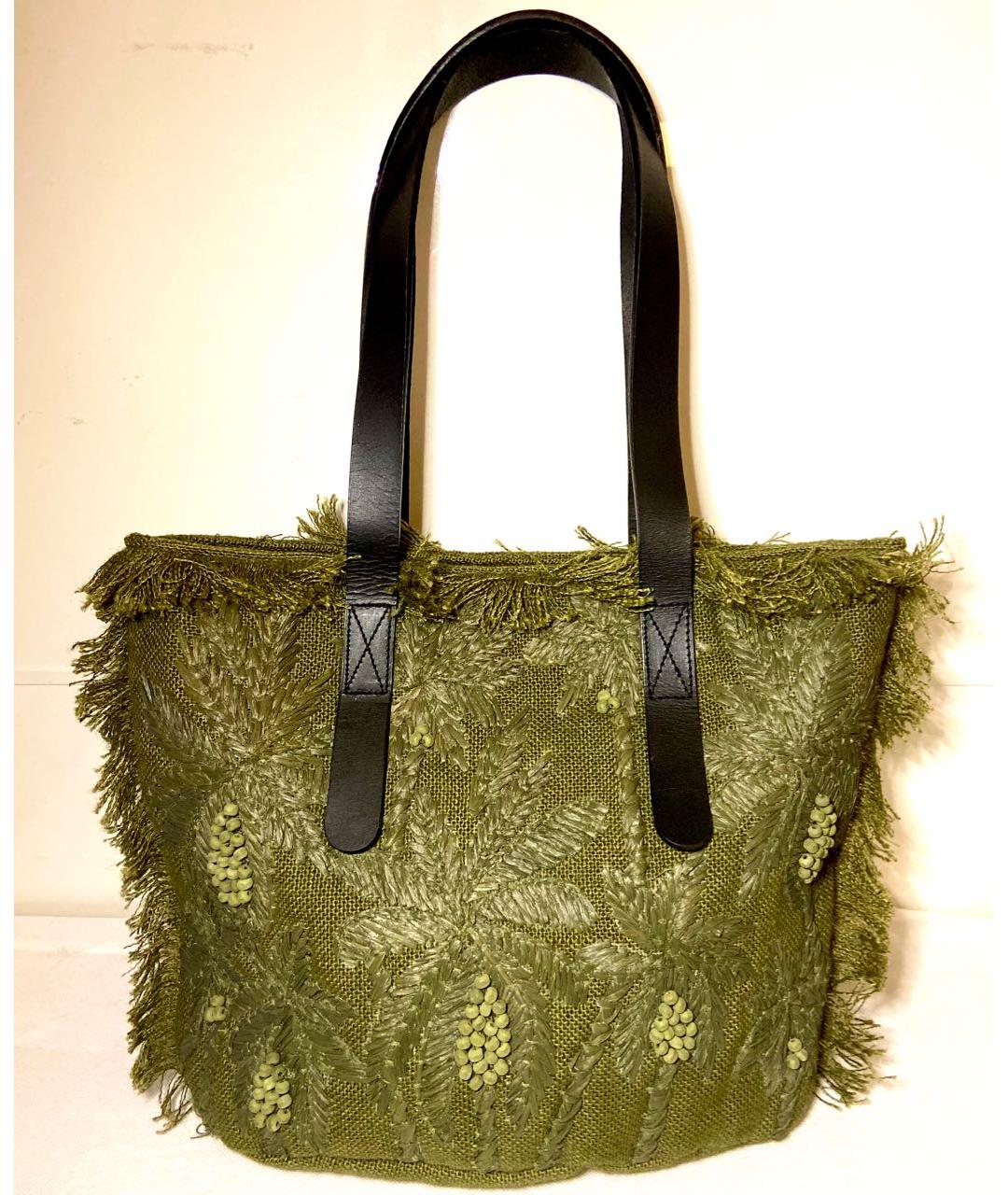 ANTIK BATIK Зеленая тканевая пляжная сумка, фото 9