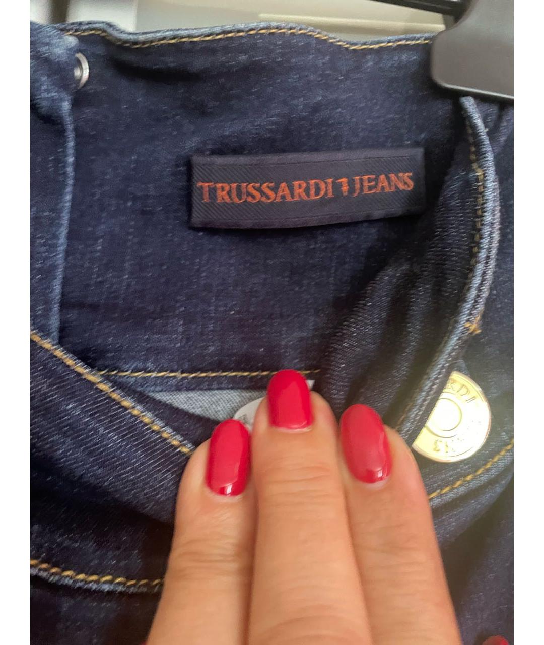 TRUSSARDI JEANS Темно-синие хлопковые джинсы слим, фото 5