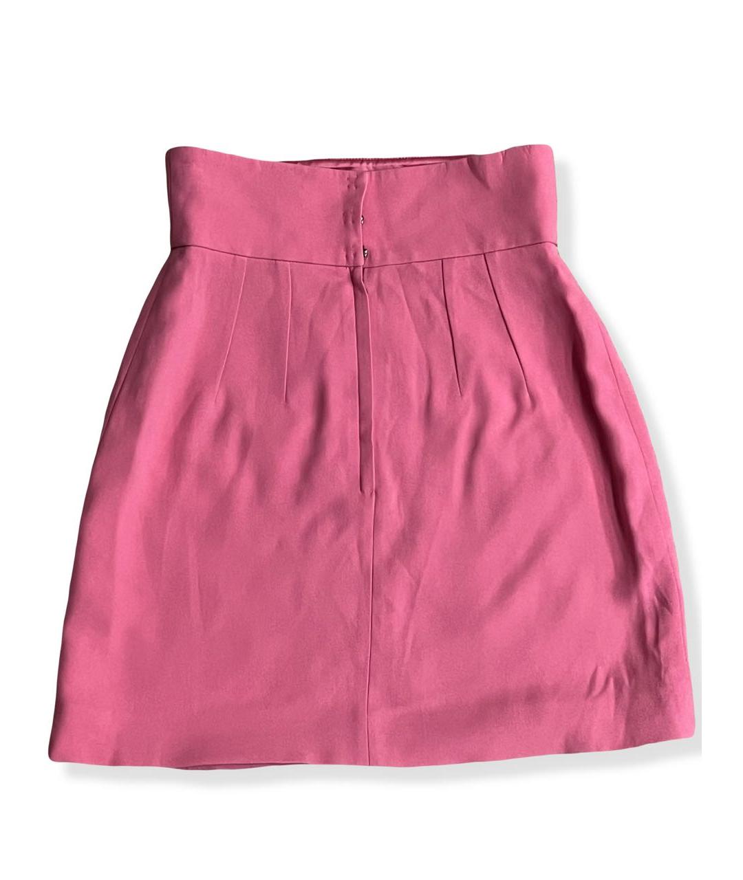 DOLCE&GABBANA Розовая полиэстеровая юбка мини, фото 2