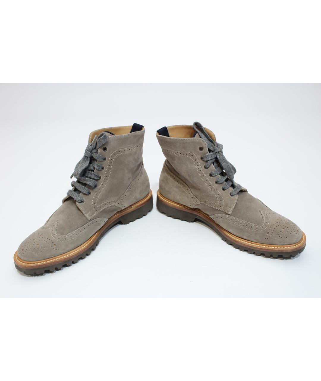 BRUNELLO CUCINELLI Серые замшевые высокие ботинки, фото 6