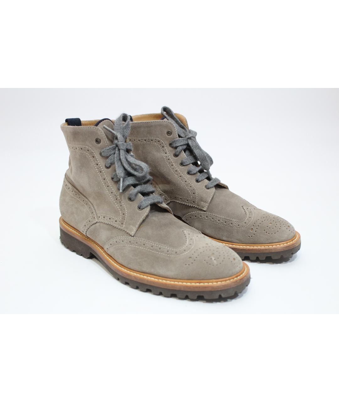 BRUNELLO CUCINELLI Серые замшевые высокие ботинки, фото 3