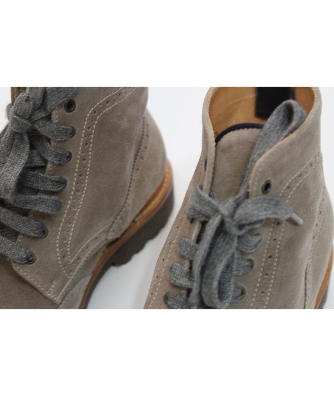 BRUNELLO CUCINELLI Серые замшевые высокие ботинки, фото 5