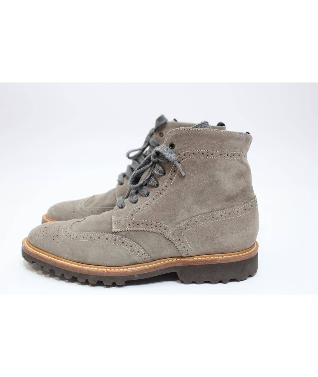 BRUNELLO CUCINELLI Серые замшевые высокие ботинки, фото 2