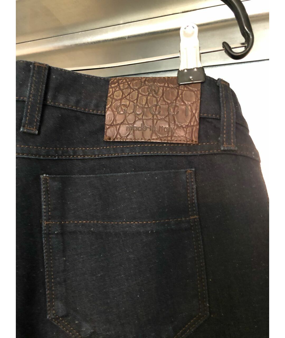 GUCCI Темно-синие хлопковые прямые джинсы, фото 6