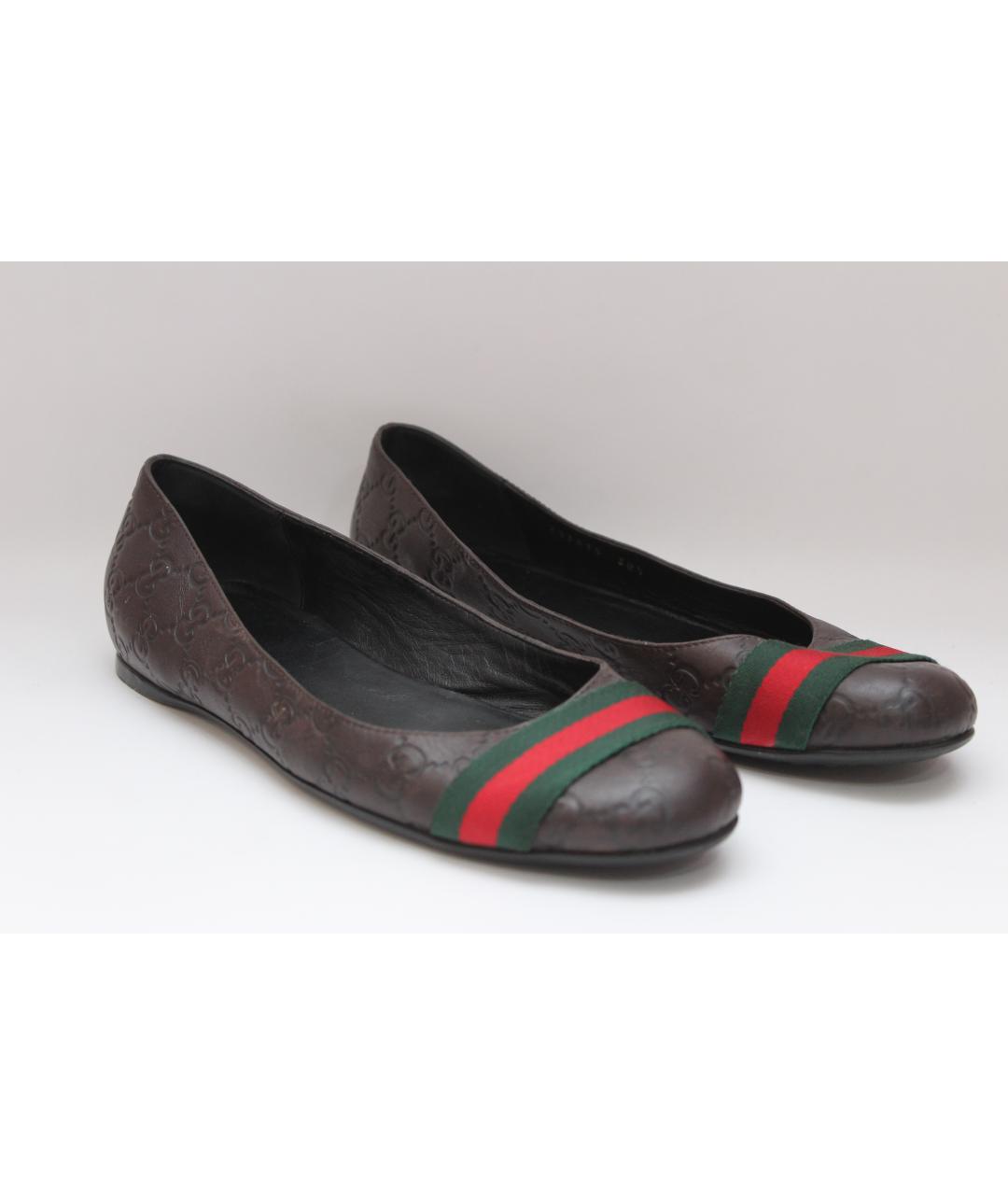 GUCCI Коричневые кожаные балетки, фото 3