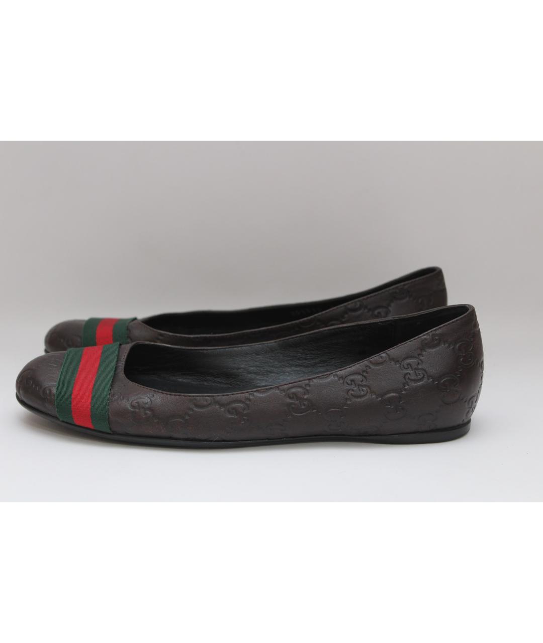 GUCCI Коричневые кожаные балетки, фото 10