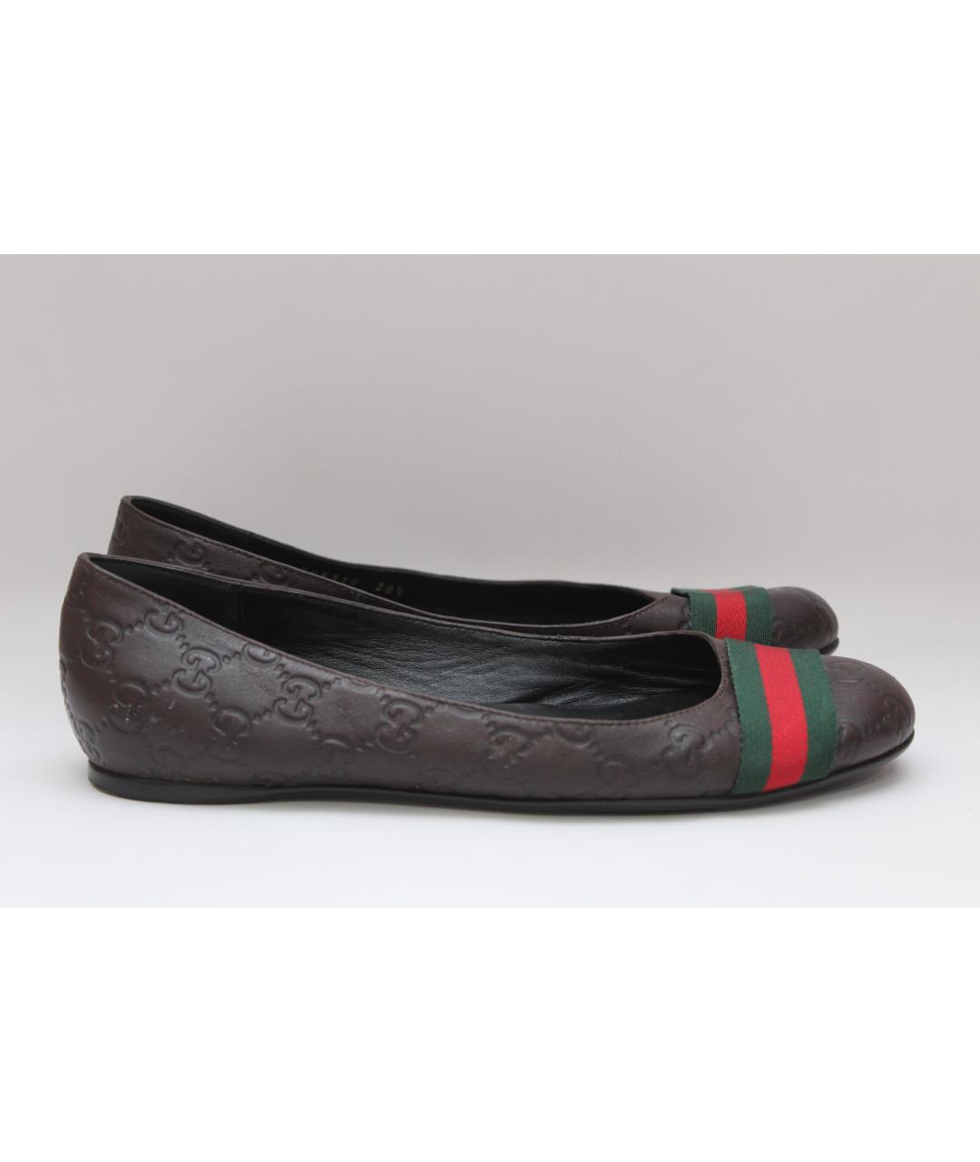 GUCCI Коричневые кожаные балетки, фото 5