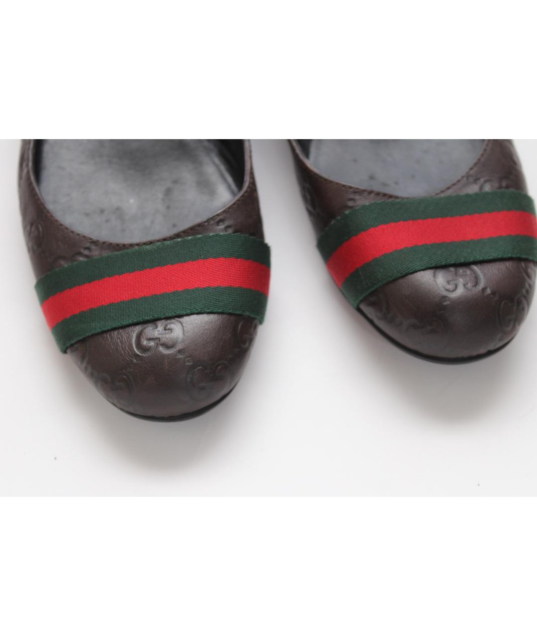 GUCCI Коричневые кожаные балетки, фото 7