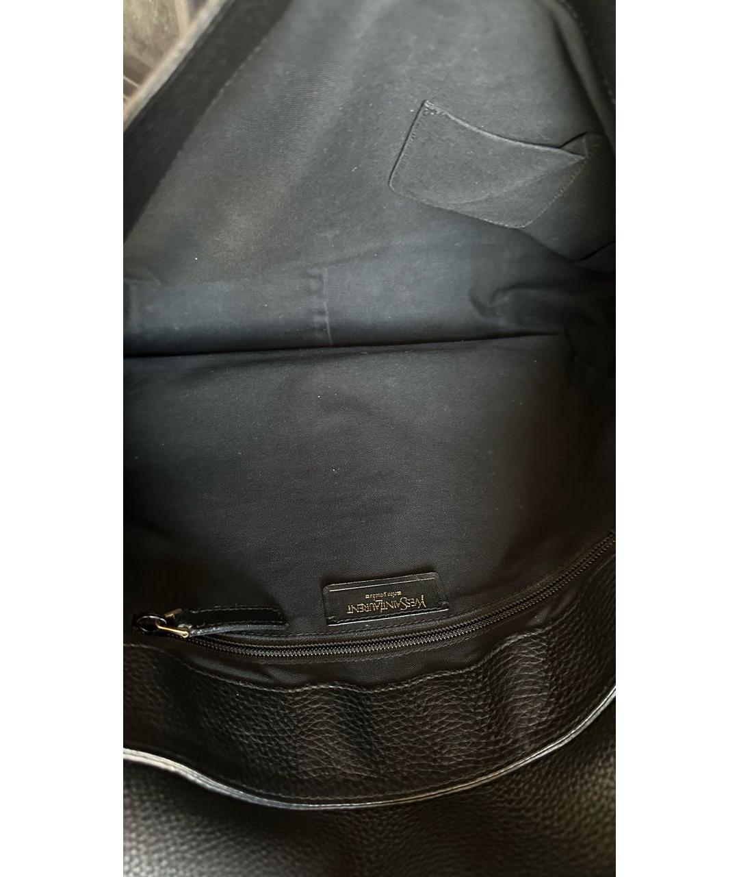 YVES SAINT LAURENT VINTAGE Черная кожаная сумка на плечо, фото 5