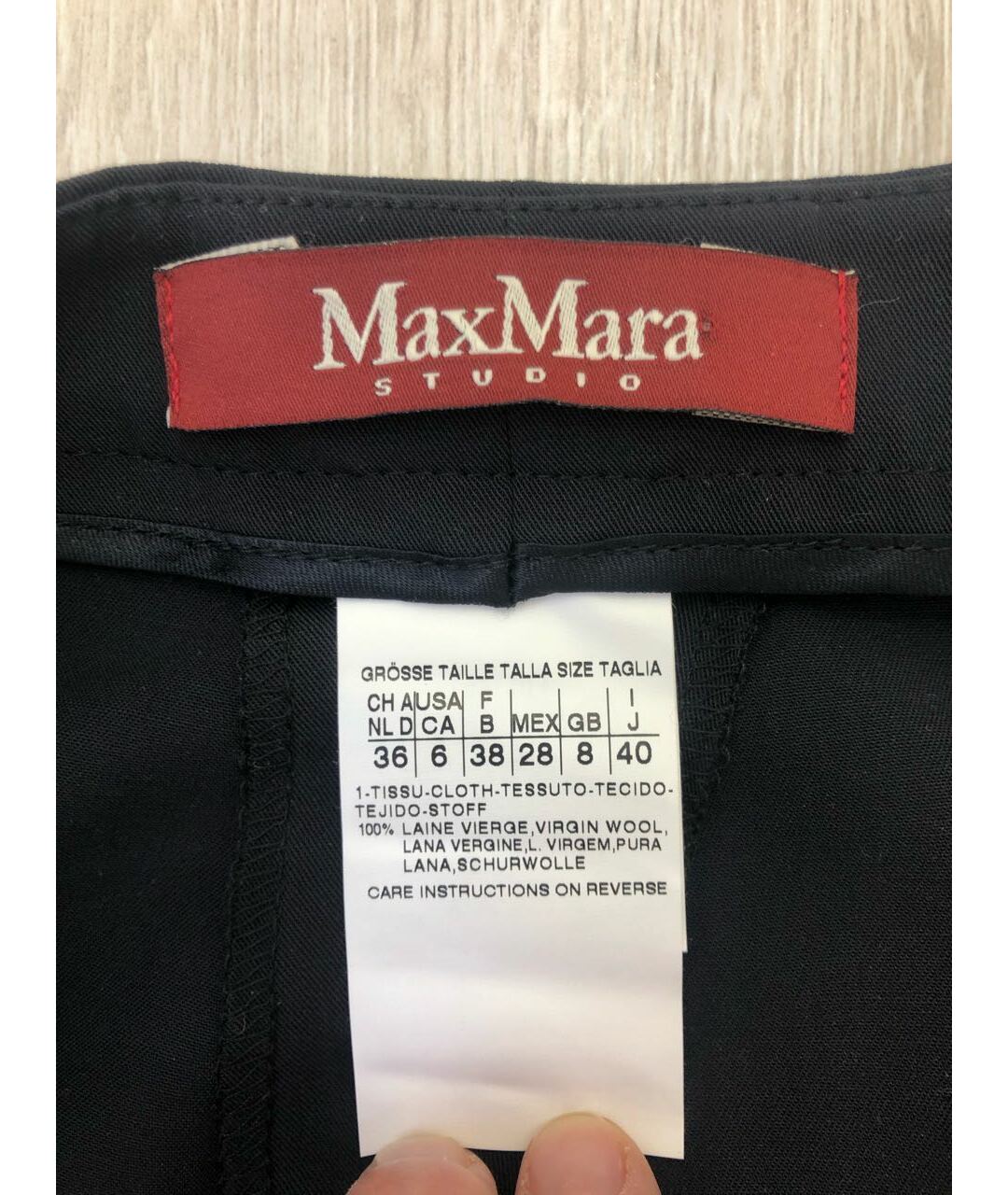 MAX MARA STUDIO Темно-синие шерстяные прямые брюки, фото 3
