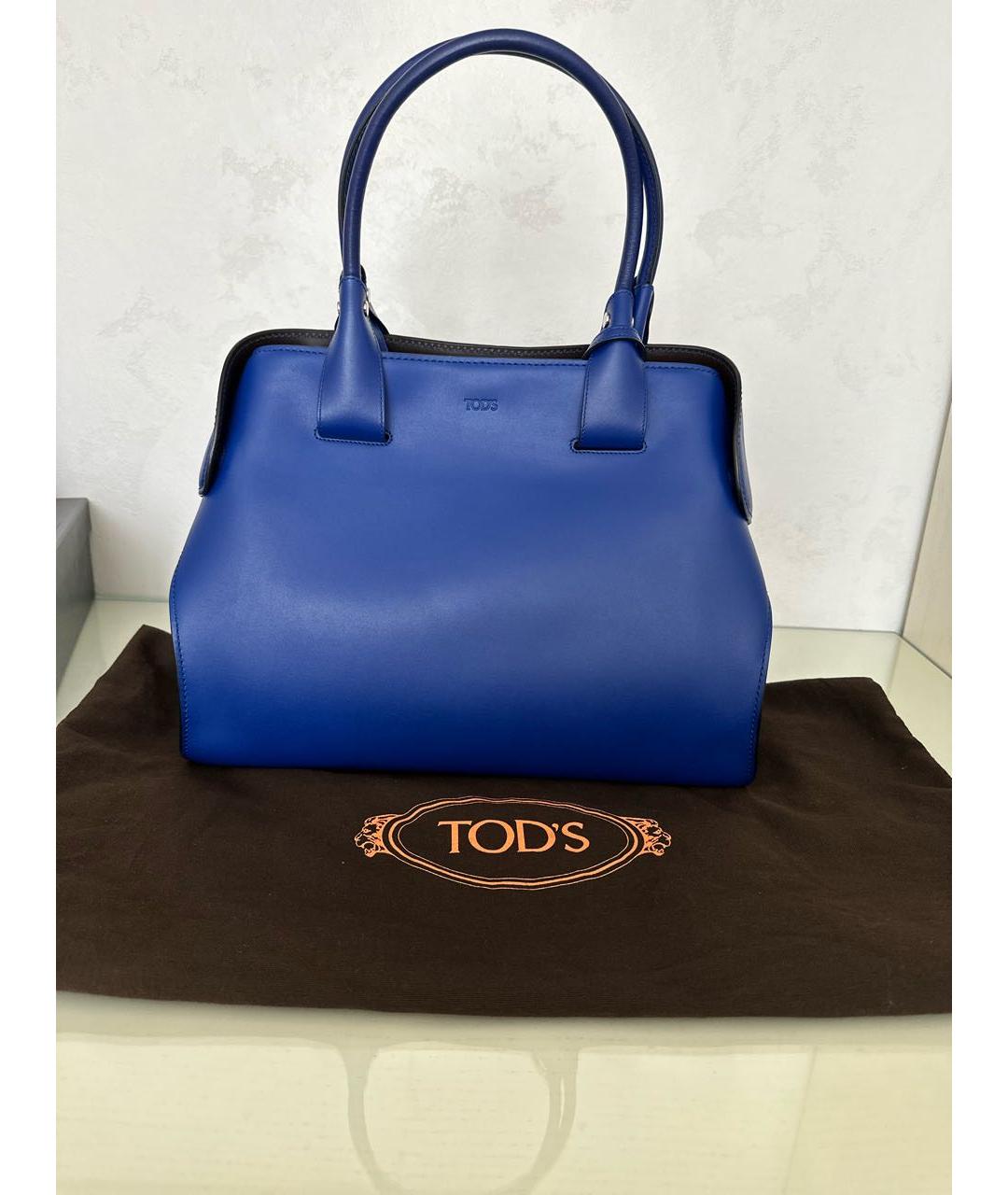 TOD'S Синяя кожаная сумка с короткими ручками, фото 5